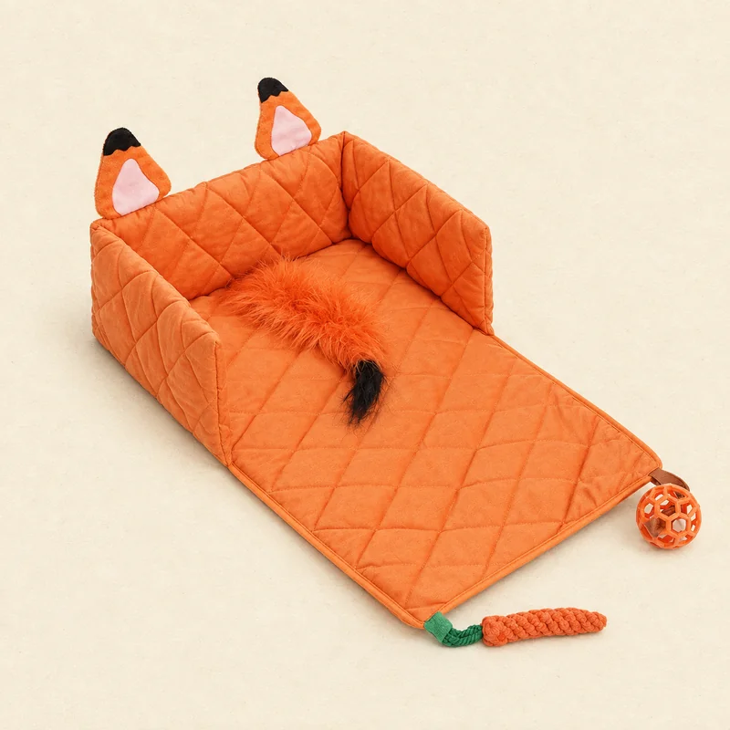 Fox Dog Play Mat with Interactive Toys